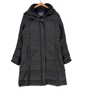Patagonia Women’s Black Long Hooded Puffer Parka Coat Down Insulated